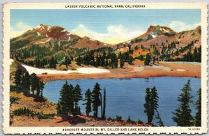 California, Lassen Volcanic National Park, Brokeoff Mountain, Lake, Postcard