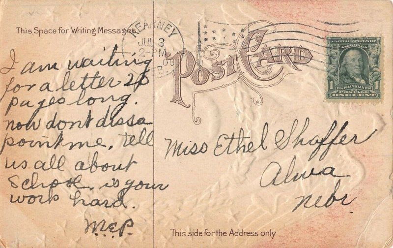 GEORGE WASHINGTON-JULY FOURTH GREETING~EMBOSSED 1908POSTCARD