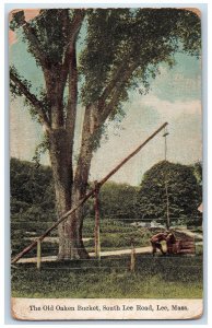 c1920's The Old Oaken Bucket South Lee Road Man Fetching Water Lee MA Postcard