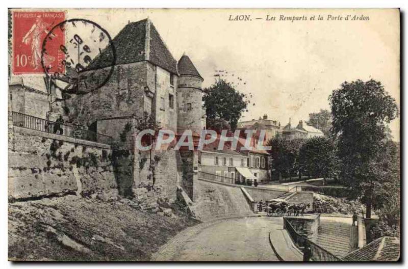 Old Postcard Laon Ramparts and Porte d & # 39Ardon