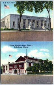 M-54975 U S Post Office & Illinois National Guard Armory Galesburg IL