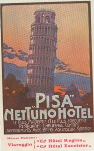 1930's-40's Pisa Nettuno Hotel Rigina Excelsior Label Luggage Label EVN2