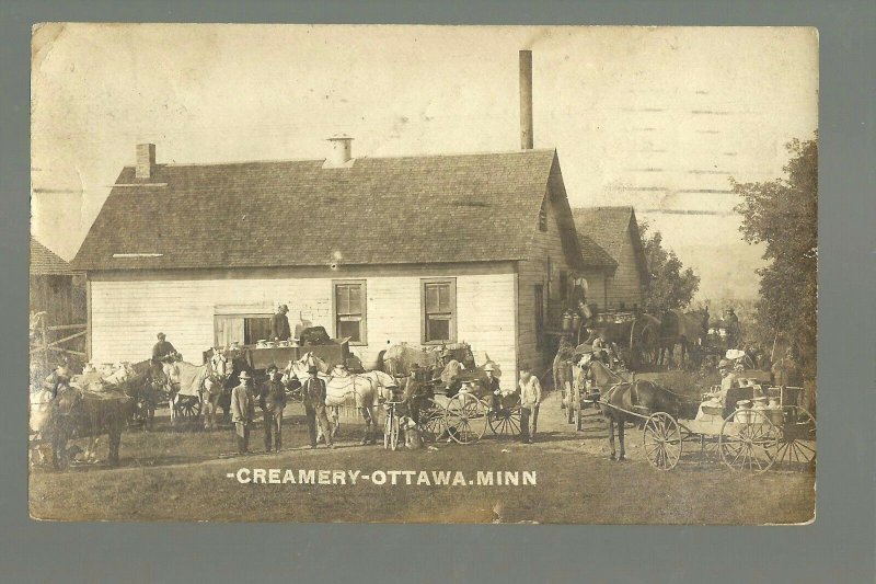 Ottawa MINNESOTA RP 1911 CREAMERY Busy Day nr St. Peter Le Sueur TINY TOWN!