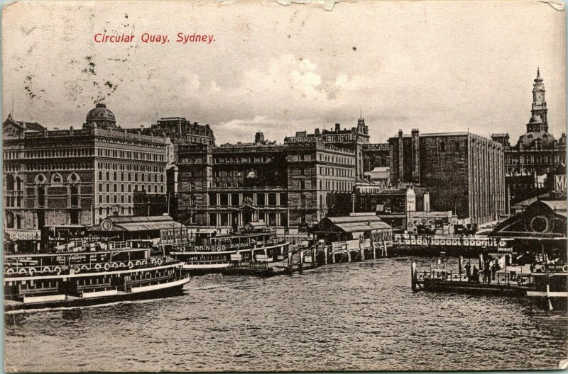 Vtg Postcard 1909 Circular Quay, Sydney Australia 