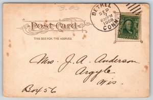 Danbury Connecticut~Main Street Looking South B&W~Vintage Postcard