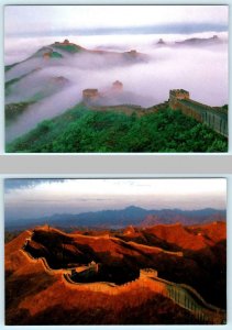 2 Postcards ~ GREAT WALL of CHINA ~ Aerial Scenes JINSHANLING Foggy  4x6