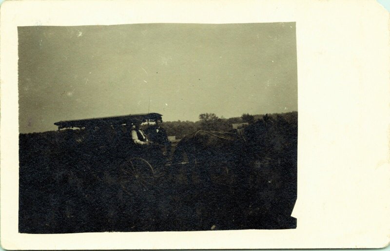 RPPC Horse Drawn Surrey Wagon Real Photo Postcard