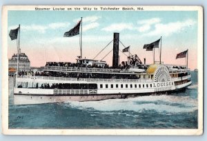 c1920's Steamer Louis On Way Passenger Vessel Tolchester Beach Maryland Postcard