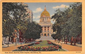 State Street showing State Capitol Harrisburg, Pennsylvania PA