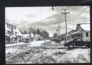 REAL PHOTO JULIAN CALIFORNIA DOWNTOWN STREET SCENE WINTER SNOW POSTCARD