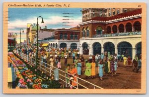 1951 Chalfonte-Haddon Hall Atlantic City New Jersey NJ Crowds In Front Postcard