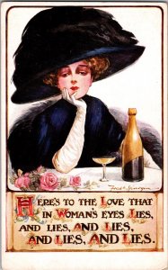 RARE Beautiful Woman Artist Signed Fred Spurgin Vintage Postcard KC18