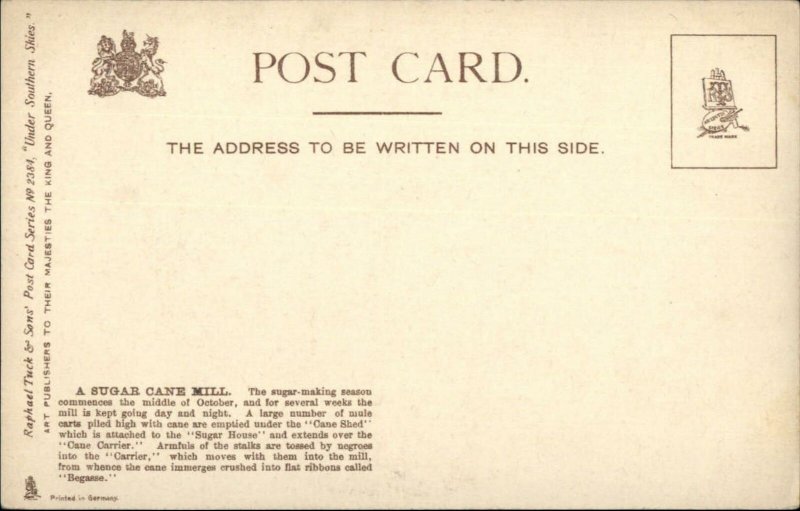 Black Americana TUCK #2384 Sugar Cane Mill c1910 Postcard