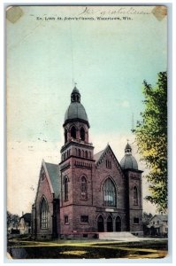 1908 Ev Lutheran St. John's Church Watertown Wisconsin Vintage Antique Postcard