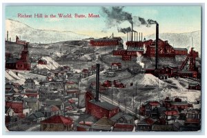 1915 Richest Hill In The World Mining Operation View Butte Montana MO Postcard