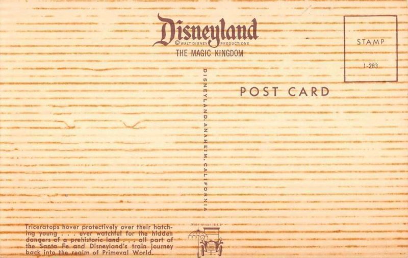 Disneyland Magic Kingdom Primeval World Triceratops Dinosaurs Postcard AA38397