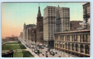 CHICAGO, Illinois IL ~ Handcolored MICHIGAN BOULEVARD Street Scene  Postcard