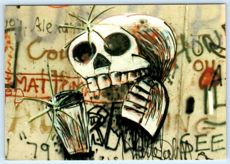 BERLIN WALL, Germany ~ GRAFFITI SKULL Stresemannstrasse 4x6 Postcard