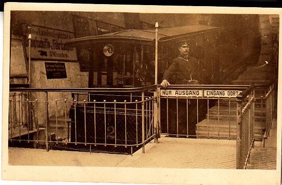 German Trolly Conductor at Stop.  RP