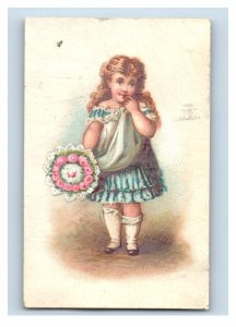 1870's-80's Christmas New years Cute Girl Lot Of 4 Victorian Trade Card P24