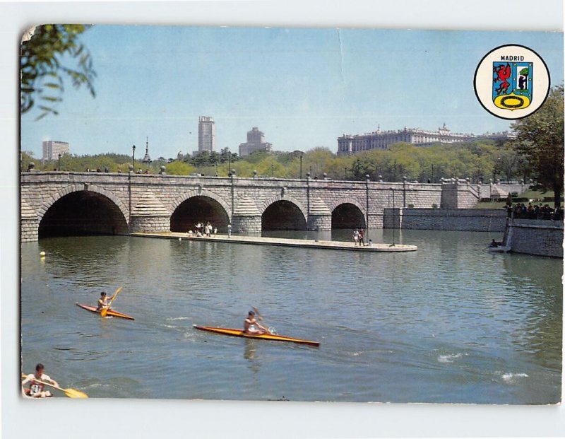 Postcard Segovia Bridge, Manzaneres River, Madrid, Spain