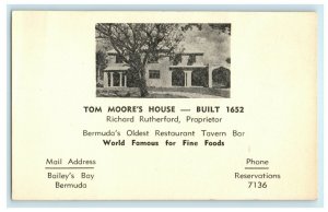 c1950's Tom Moore's House Bermuda's Oldest Restaurant Bailey's Bay Postcard 