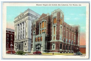 Fort Wayne Indiana IN Postcard Masonic Temple Scottish Rite Cathedral c1930's