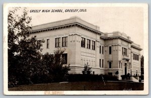 RPPC  Greely High School   Colorado  Postcard