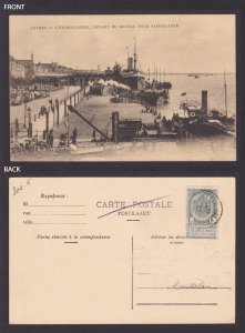 BELGIUM, Vintage postcard, Antwerp, Départ du bateau pour Sainte-Anne