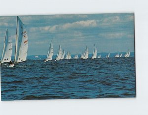 Postcard Star Boats racing in Long Island Sound's salty waters, New York