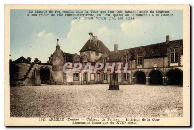 Postcard Old Armeau Yonne Chateau de Palteau Interior Court Historical Monume...