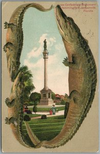 JACKSONVILLE FL CONFEDERATE MONUMENT ALLIGATOR BORDERS ANTIQUE POSTCARD