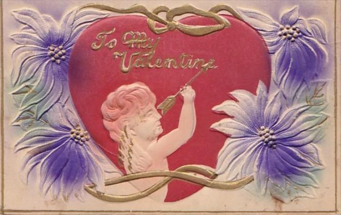 Valentine's Day Cupid Writing On Heart With Arrow