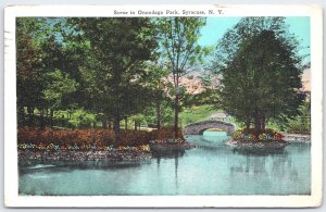 Vintage Scene in Onondaga Park Syracuse NY Linen Postcard 1930