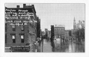 Hartford Connecticut Asylum Street Great Flood Disaster Antique Postcard J77113