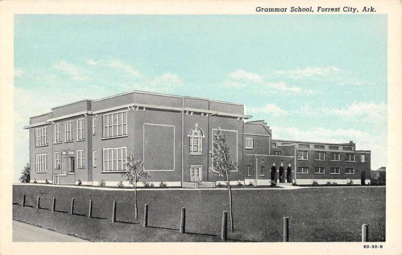 Forrest City Arkansas Grammar School Street View Antique Postcard K43991