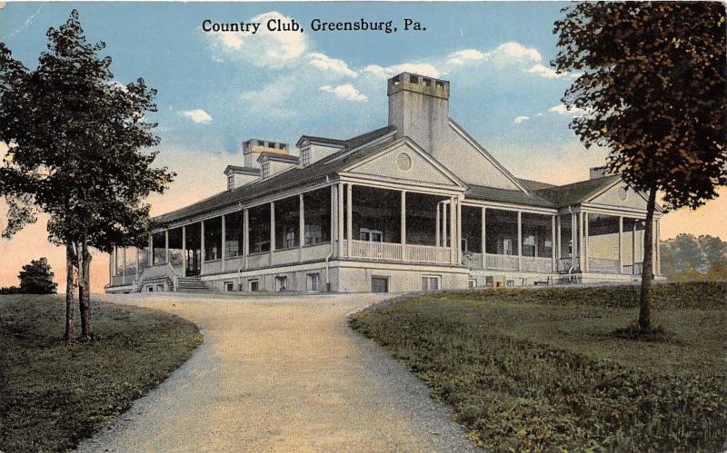 Greensburg Pennsylvania~Country Club House~Note on Back~1915 Postcard