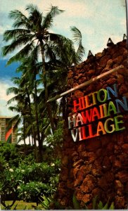 Hawaii Waikiki Beach Lava Rock Entrance To Hilton Hawaiian Village 1975