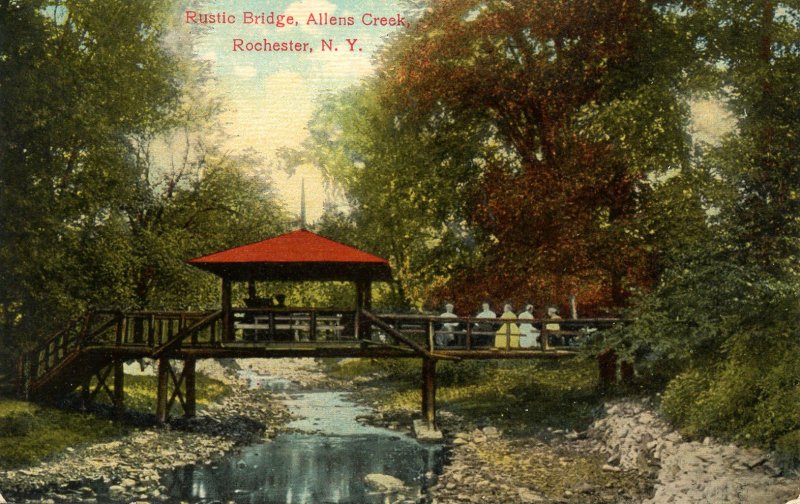 NY - Rochester. Allens Creek, Rustic Bridge