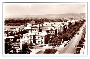 RPPC ADELAIDE, Australia ~ Elevated STREET SCENE  c1930s Cars Trolley Postcard