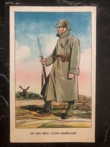 Mint WW 2 Picture Patriotic Postcard on the brea for the Netherlands