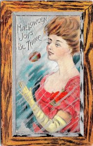 Vintage H.M Rose TRG Beautiful Victorian Woman Halloween Postcard 10/31/1913