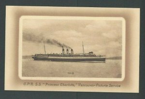 Ca 1934 PPC CPRSS Princess Charlotte Vancouver-Victoria Canada Steamer Mint