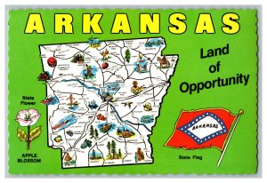 Postcard ARKANSAS Land Of Opportunity Continental View Map Card