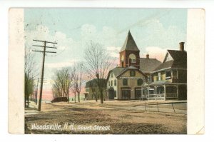 NH - Woodsville. Court Street ca 1907  RPO- Newport & Springfield RR (crease)