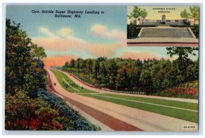 c1930's Gov. Ritchie Super Highway Leading To Baltimore MD, Memorial Postcard 