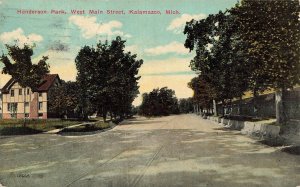 KALAMAZOO MICHIGAN~HENDERSON PARK-WEST MAIN STREET~1912 POSTCARD