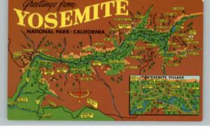 Yosemite Nat'l Park CA Map Postcard