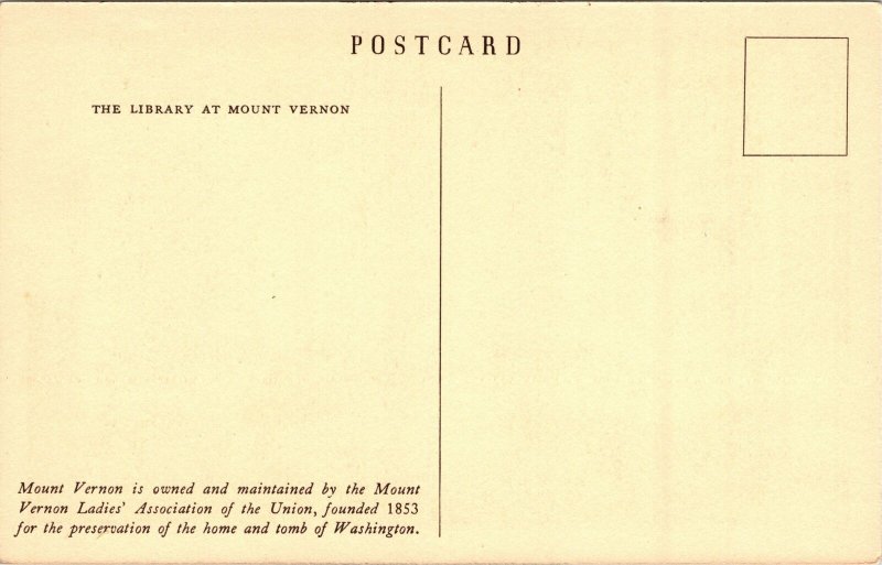 Postcard VA Mount Vernon Dining Room