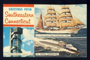 New London, Connecticut/CT Postcard, US Eagle/USS Geo Washington/Submarine Base